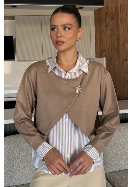 Kadın Gömlek Garnili Sweatshirt P-00018049