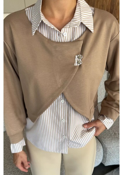 Kadın Gömlek Garnili Sweatshirt P-00018049 fiyatları