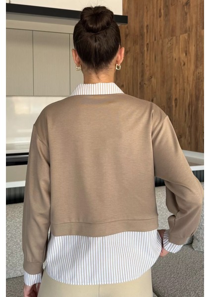 Kadın Gömlek Garnili Sweatshirt P-00018049 fırsatları
