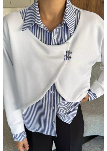 Kadın Gömlek Garnili Sweatshirt P-00018049 fiyatları