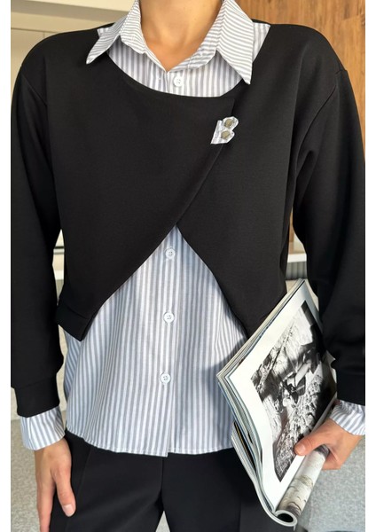 Kadın Gömlek Garnili Sweatshirt P-00018049 fiyatları