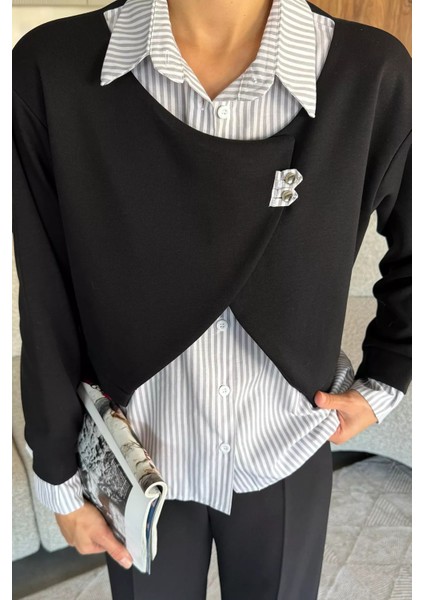 Kadın Gömlek Garnili Sweatshirt P-00018049 fırsatları