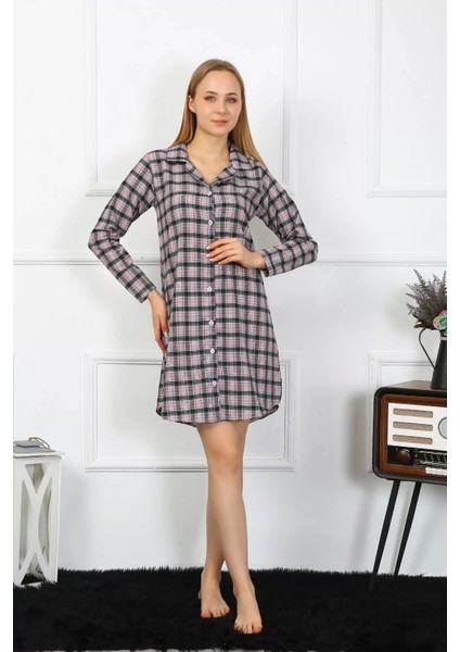 Moda Kadın Penye Uzun Kol Düğmeli Siyah Tunik Gecelik indirimleri