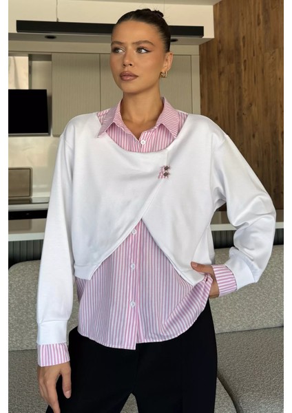 Kadın Gömlek Garnili Sweatshirt P-00018049