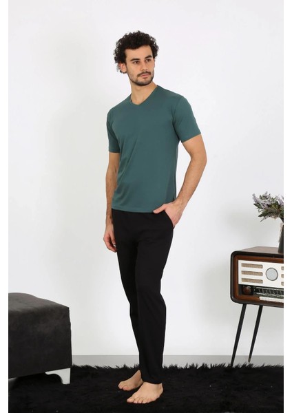 Moda Erkek Penye Petrol Rengi 3'lü Pijama Takımı fırsatları