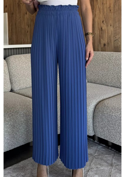 Kadın Pileli Bol Paça Pantolon P-00018032