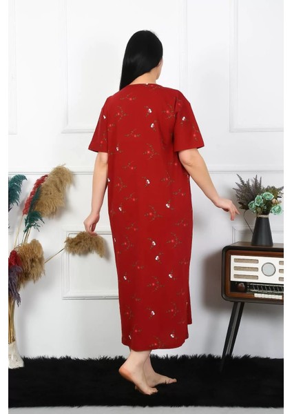 Moda Kadın Büyük Beden Kısa Kol Bordo Anne Gecelik indirimleri