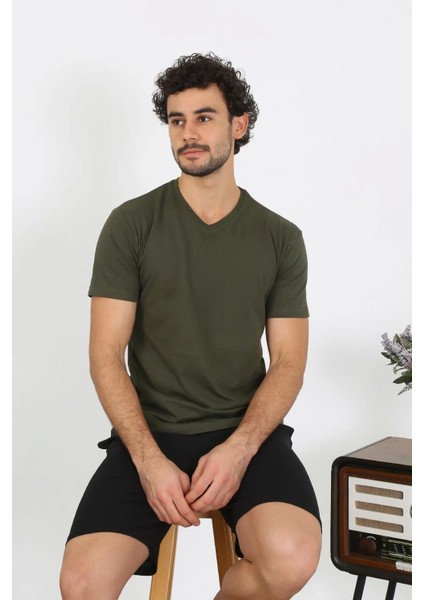 Moda Erkek Penye Haki 3'lü Pijama Takımı