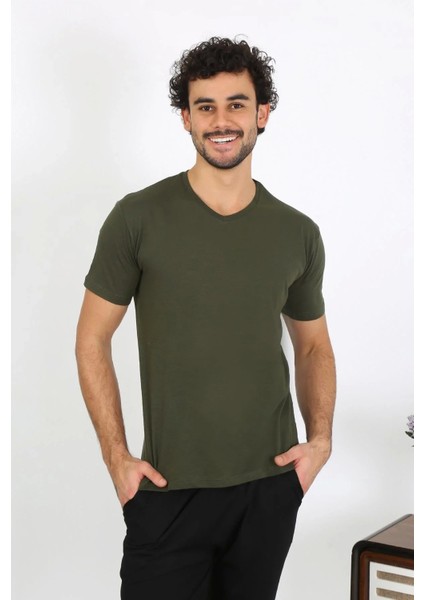 Moda Erkek Penye Haki 3'lü Pijama Takımı