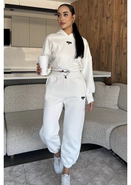 Kadın Üç Iplik Şardonlu Kapüşonlu Eşofman Takımı P-00018045