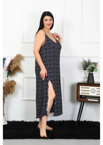 Moda Kadın Büyük Beden Ip Askılı Pamuklu Uzun Gecelik fiyatları