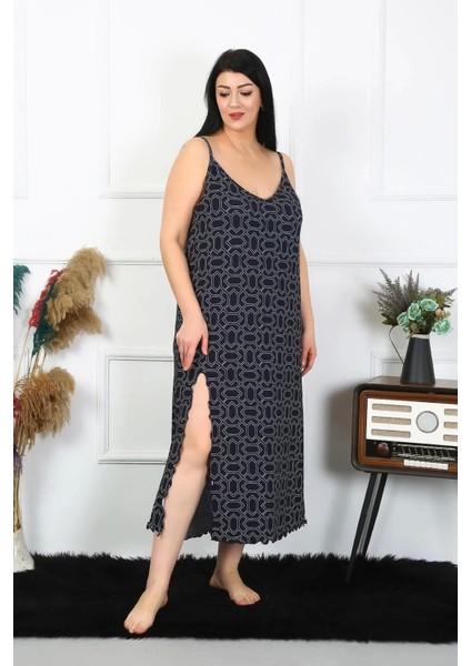 Moda Kadın Büyük Beden Ip Askılı Pamuklu Uzun Gecelik fırsatları