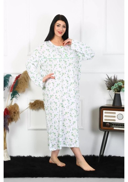 Moda Kadın Büyük Beden Uzun Kol Beyaz Anne Gecelik fırsatları