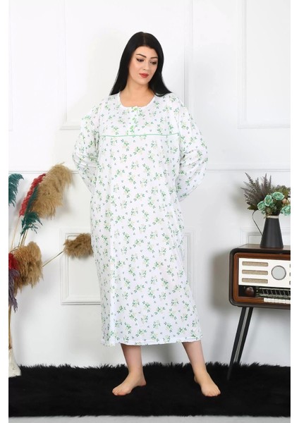 Moda Kadın Büyük Beden Uzun Kol Beyaz Anne Gecelik indirimleri