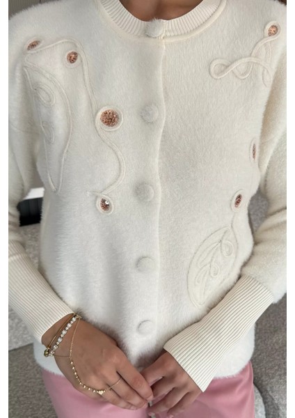 Kadın Pul Işlemeli Yumoş Iplik Triko Ceket (S-M-L-Xl Uyumludur) P-00018068 modelleri