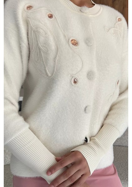 Kadın Pul Işlemeli Yumoş Iplik Triko Ceket (S-M-L-Xl Uyumludur) P-00018068 fırsatları