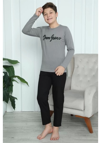 Moda Erkek Çocuk Penye Pijama Takım Füme fiyatları