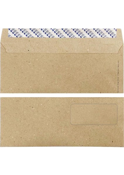 Elitstore Diplomat Zarf Kraft Pencereli Silikonlu 90 Gr. 10.5 cm x 24 cm 100'LÜ Paket