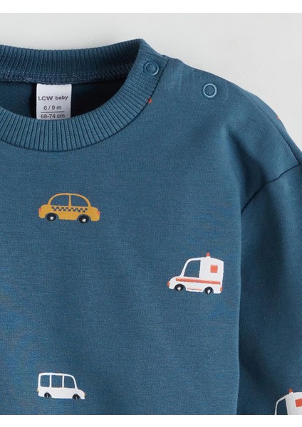 Lcw Baby Petrol Baskılı Erkek Bebek Sweatshirt ve Eşofman Alt 2'li Takım modelleri
