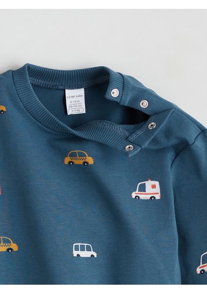 Lcw Baby Petrol Baskılı Erkek Bebek Sweatshirt ve Eşofman Alt 2'li Takım fırsatları