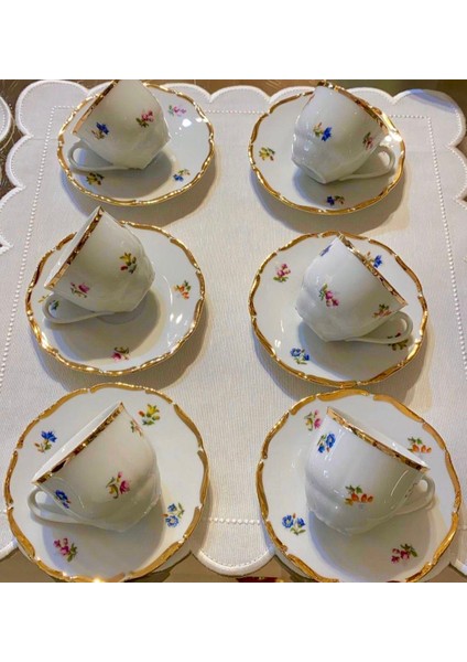 Esterhomedecor 6 Kişilik Çekoslovak Porselen Kahve Fincan Takımı