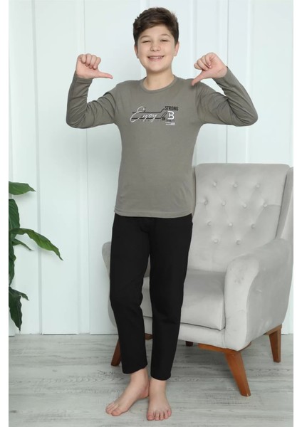 Moda Erkek Çocuk Penye Pijama Takım Vizon fırsatları