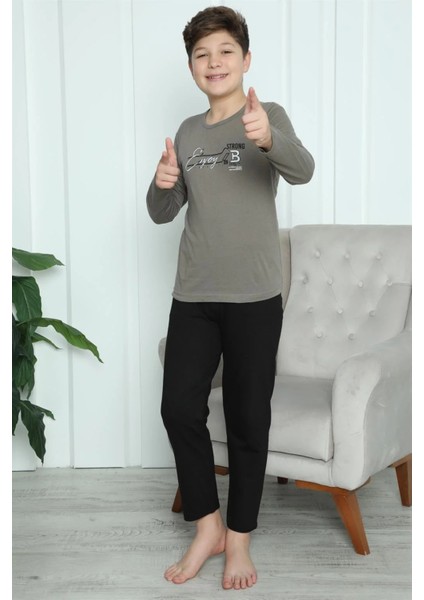 Moda Erkek Çocuk Penye Pijama Takım Vizon indirimleri