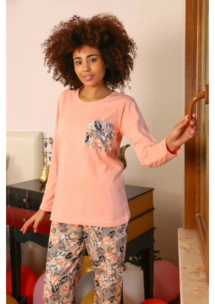 Moda Kadın Uzun Kol Penye Pijama Takım Yavruağzı fırsatları