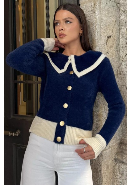 Kadın Bebe Yaka Yumoş Iplik Triko Ceket (S-M-L Uyumludur) P-00018062