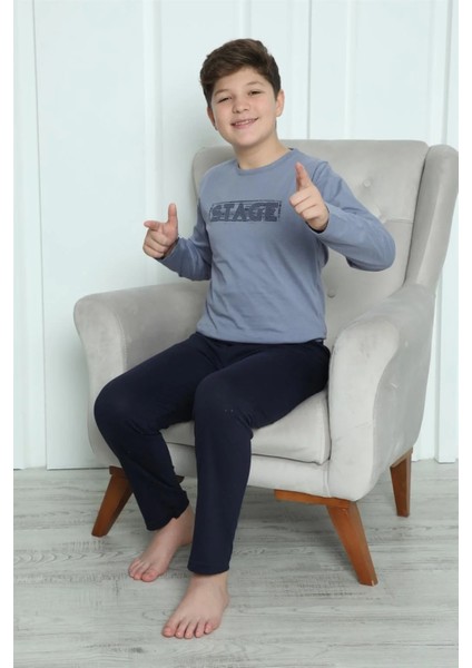 Moda Erkek Çocuk Penye Pijama Takım Gri modelleri