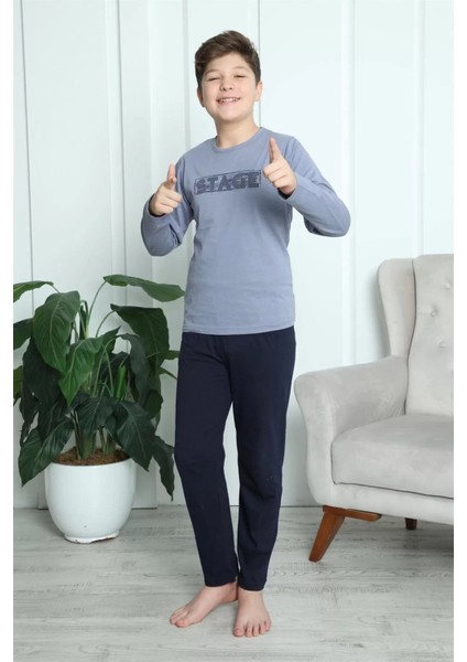 Moda Erkek Çocuk Penye Pijama Takım Gri fırsatları
