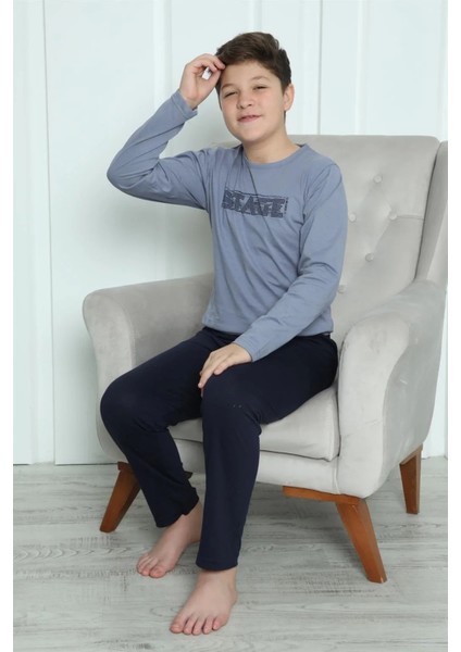 Moda Erkek Çocuk Penye Pijama Takım Gri indirimleri