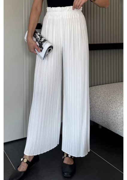 Kadın Pileli Bol Paça Pantolon P-00018032