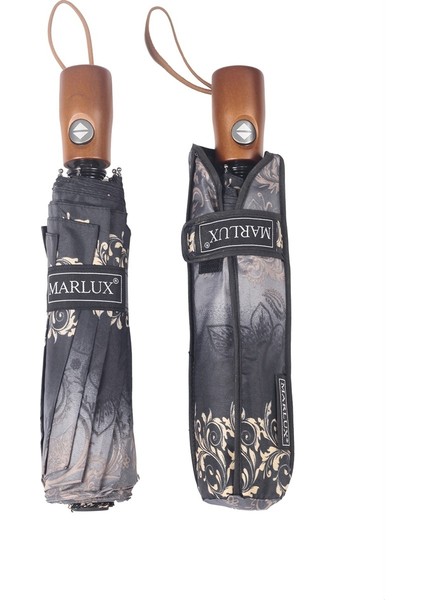 Ahşap Sap Ful Otomatik 10 Telli Lüx Kadın Şemsiyesi Ekose Desnli fırsatları