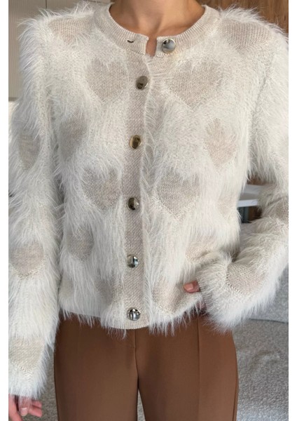 Kadın Ön Düğmeli Sakallı Triko Ceket (S-M-L Uyumludur) P-00018057