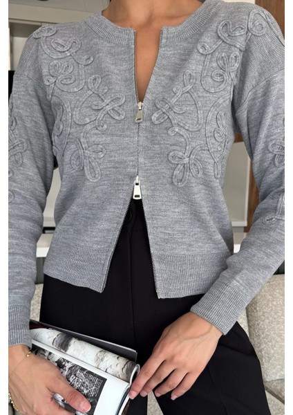 Kadın Fermuarlı Triko Hırka (S-M-L Uyumludur) P-00018060 fiyatları