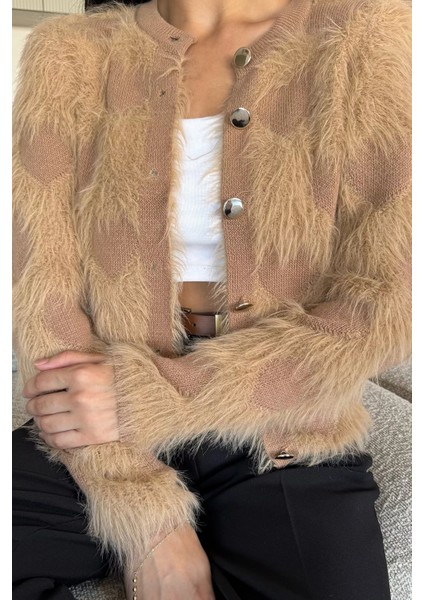 Kadın Ön Düğmeli Sakallı Triko Ceket (S-M-L Uyumludur) P-00018057 fiyatları