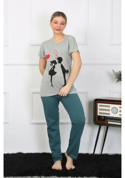 Moda Kadın Kısa Kol Penye Pijama Takımı