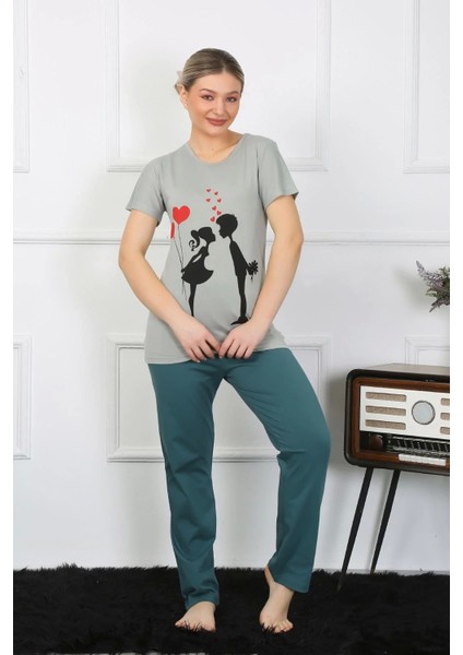 Moda Kadın Kısa Kol Penye Pijama Takımı