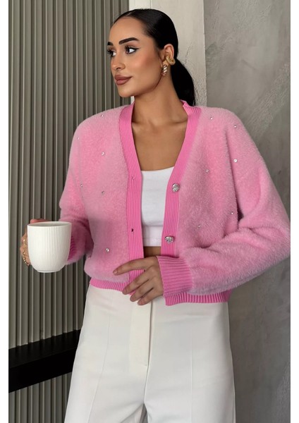 Kadın Taşlı Yumoş Triko Ceket (S-M-L-Xl Beden Uyumludur.) P-00018052