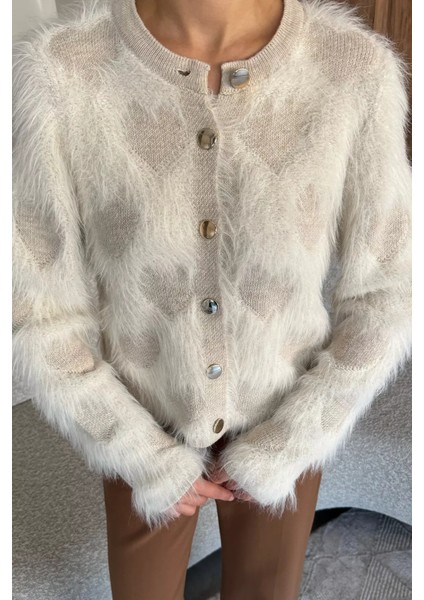 Kadın Ön Düğmeli Sakallı Triko Ceket (S-M-L Uyumludur) P-00018057 modelleri