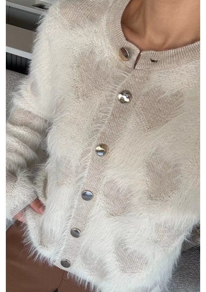 Kadın Ön Düğmeli Sakallı Triko Ceket (S-M-L Uyumludur) P-00018057 fırsatları