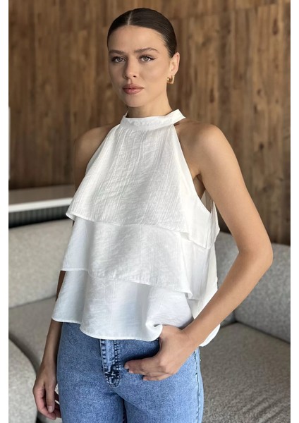 Kadın Sıfır Kol Kat Kat Bluz P-00018036