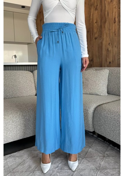 Bel Lastikli Bol Kesim Yüksek Bel Kadın Pantolon P-00018034