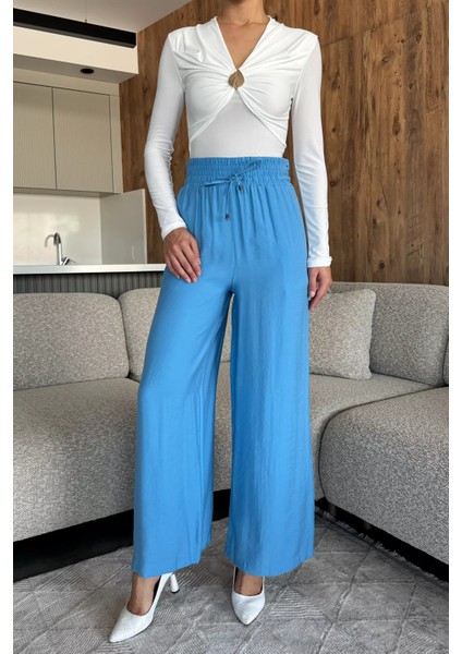 Bel Lastikli Bol Kesim Yüksek Bel Kadın Pantolon P-00018034 fiyatları