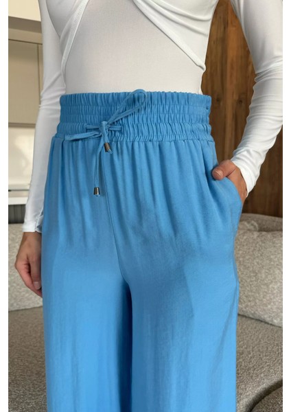 Bel Lastikli Bol Kesim Yüksek Bel Kadın Pantolon P-00018034 fırsatları