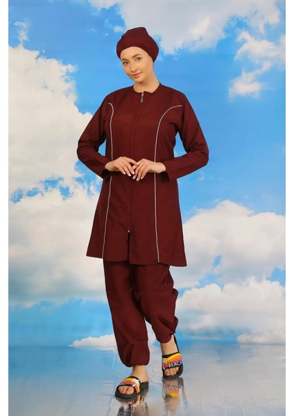 Moda Kadın Tam Tesettür Bordo Mayo fiyatları