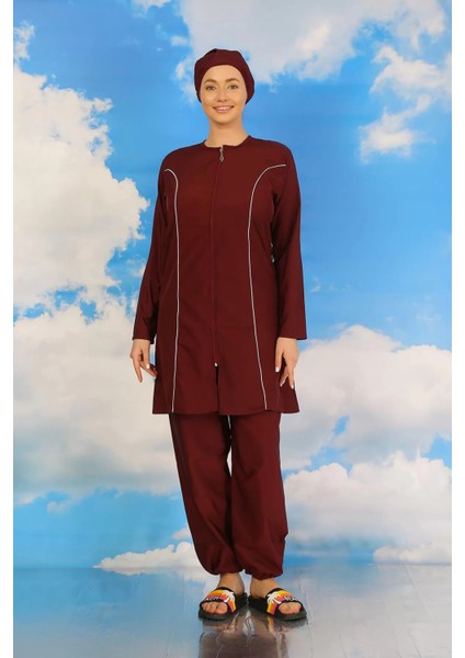 Moda Kadın Tam Tesettür Bordo Mayo modelleri