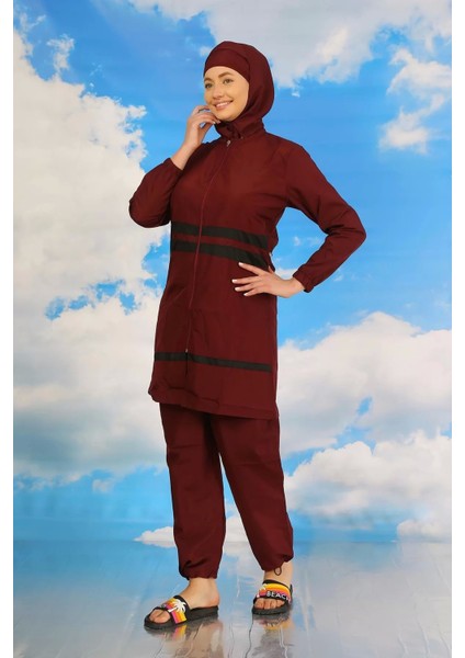 Moda Kadın Tam Tesettür Mayo Bordo