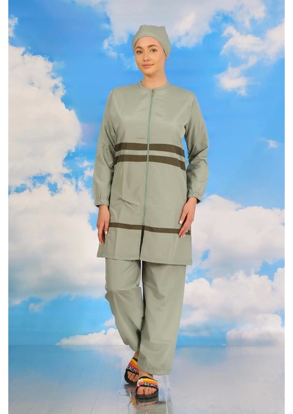 Moda Kadın Tam Tesettür Mayo Su Yeşili